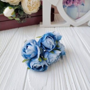 букет пионовид роза ткань голубой