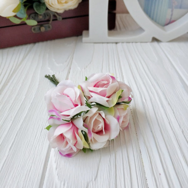букет розы ткань бело-розовый