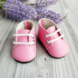 ботинки на шнурках 5см розовые