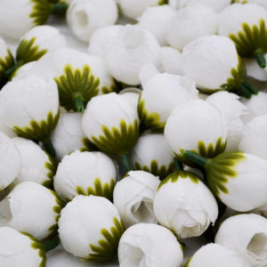 цветок тканевый бутон розы белый