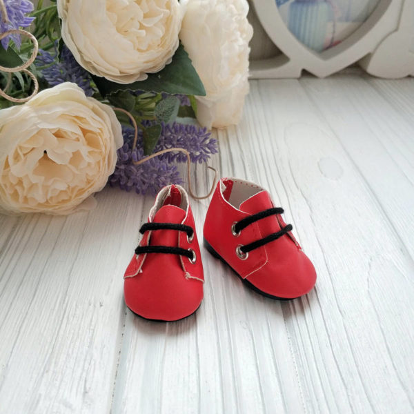ботинки 5см красные с черными шнурками
