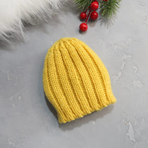 шапка резинка горчично-желтая
